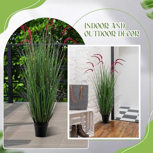 Jexine 2 Piece Artificial Grass Plant Set for Outdoor Use