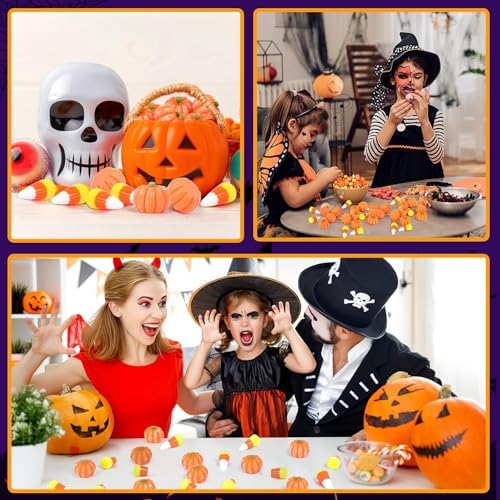 Halloween Resin Charms 80Pcs Mini Pumpkin Candy Corn Decor