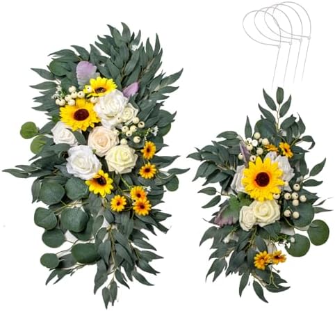 AitnWoy Artificial Wedding Arch Flowers Kit 2PCS Dust Rose