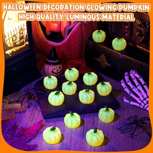 50PCS Glow in the Dark Mini Resin Pumpkins Halloween Decor
