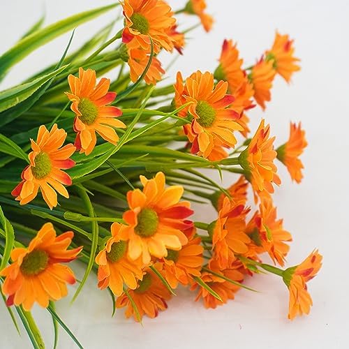 12 Bundles Artificial Fall Flowers Orange Daisy Mums