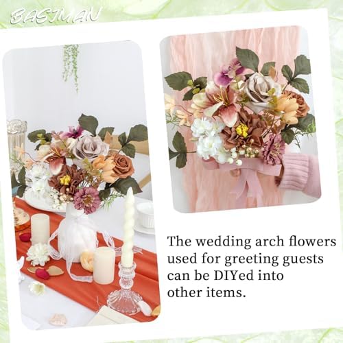 BASIMAN 2pcs Artificial Flowers Wedding Arch Decor
