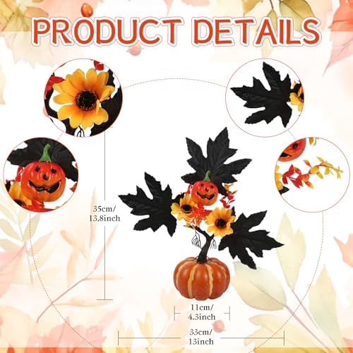 IPOPU Black Artificial Pumpkin with LED Lights