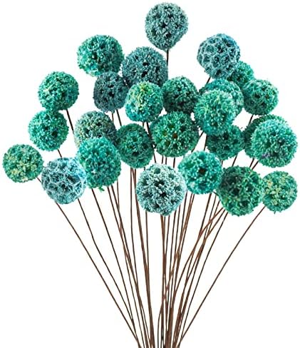 24 PCS Dried Billy Balls Flowers Bouquet Blue