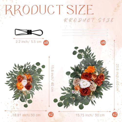Hotop Honey Orange Gradient Artificial Flower Arch Set of 4
