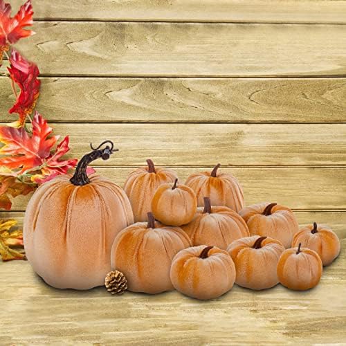 12Pcs Artificial Velvet Pumpkin Set Fall Decor