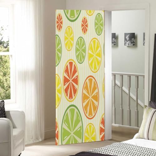 Susiyo Yellow Lemon Orange Door Cover Fabric Decor