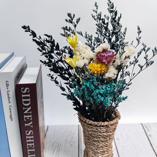 LBREVOGA Dried Flower Bouquet - 15 Inches Blue Design