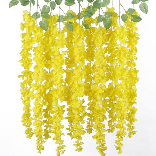 Mizii 6Pcs Yellow Wisteria Artificial Garland Flowers