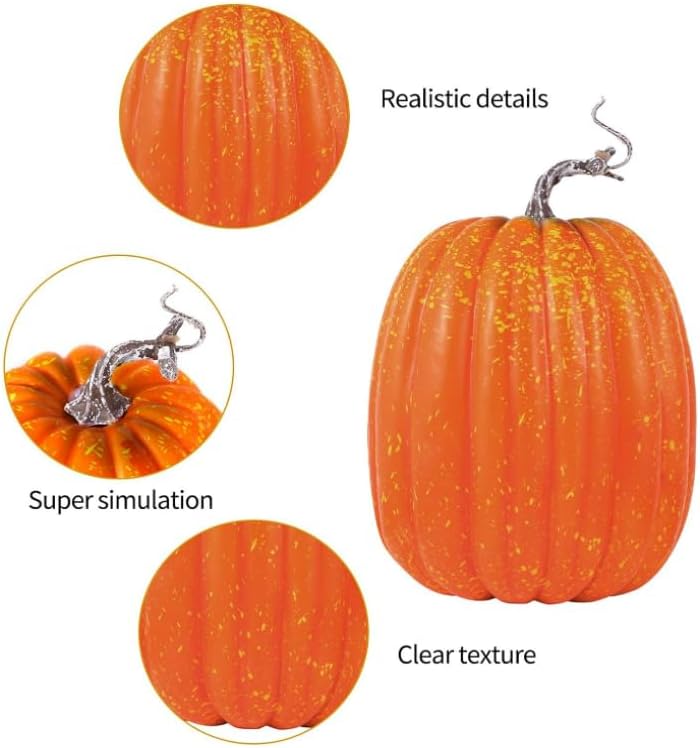 WESAPPINC 2PCS Large Orange Artificial Pumpkins for Seasonal Decor