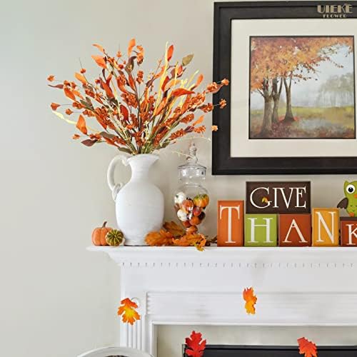 Uieke 2PCS Artificial Fall Flowers with Small Pumpkin