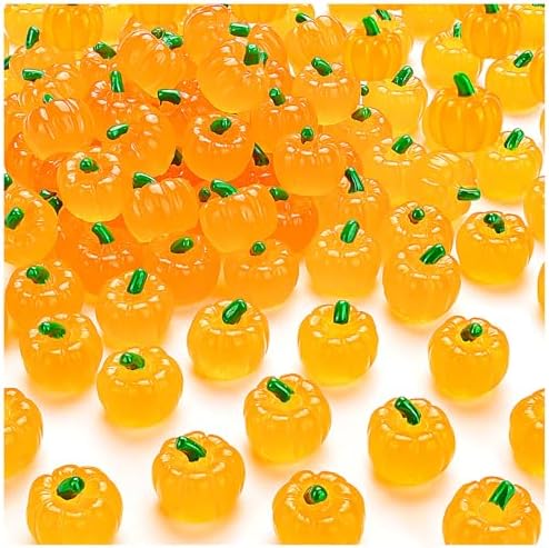 50PCS Glow in the Dark Mini Resin Pumpkins Halloween Decor