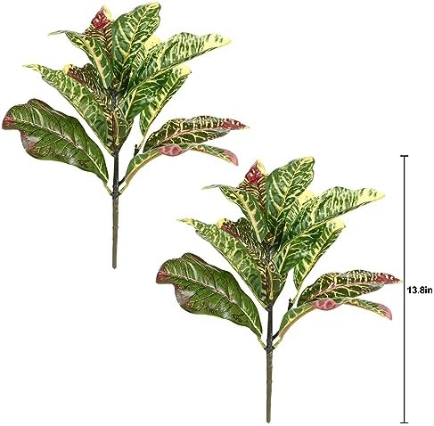 Artificial Croton Plant Leaf Branches 2 Pack