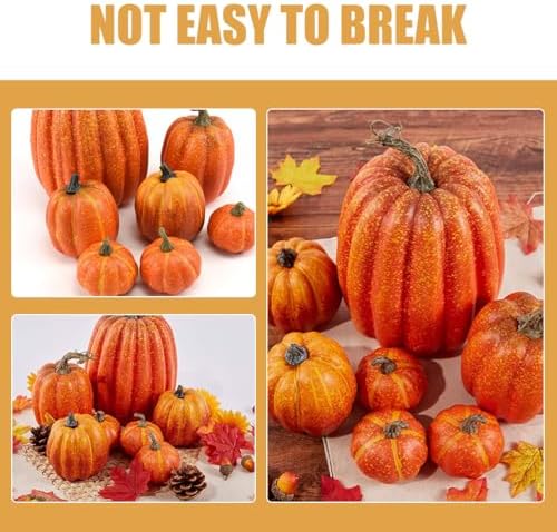 Cabilock Artificial Mini Pumpkins 7pcs Fall Decor