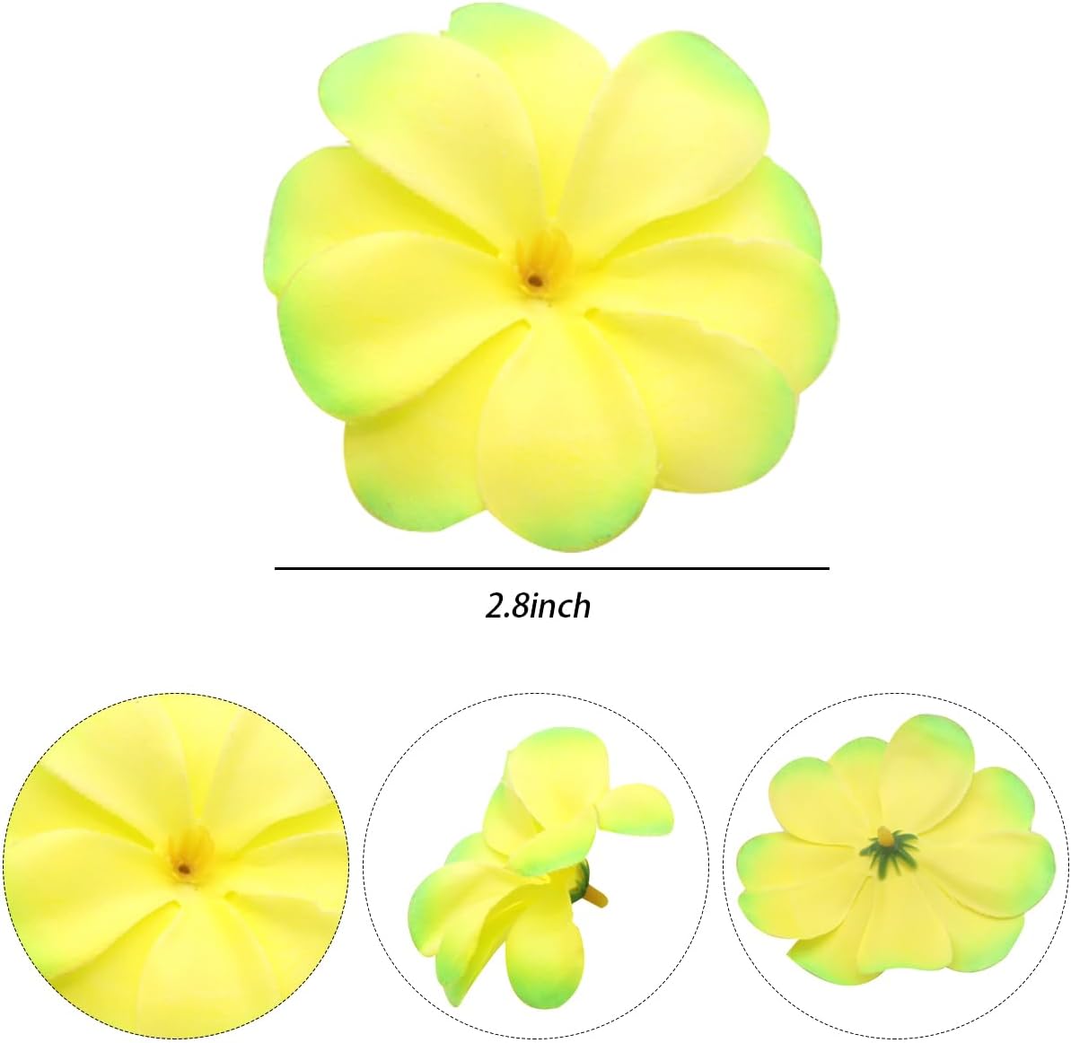 100 Pcs 28 Inch Hawaiian Plumeria Artificial Flower Heads Light Green