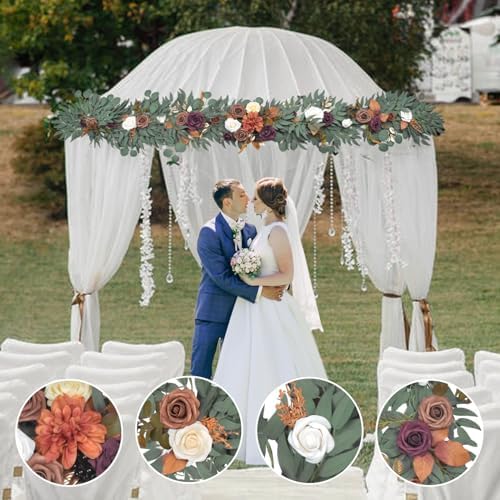 6 Ft Burnt Orange Flower Garland for Wedding and Home Decor