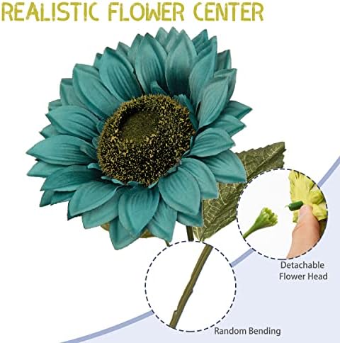 Hollyone Large Silk Sunflowers Artificial Flowers 6PCS 26 Long Stem Bouquet