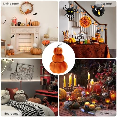 Gresorth 126 Inch Artificial Velvet Pumpkin Tower