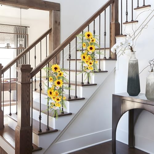 2PCS Artificial Sunflower Swags for Front Door