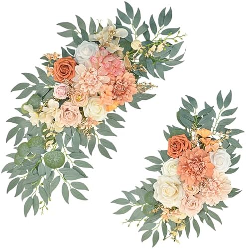Burnt Orange Artificial Wedding Arch Flowers Set of 2