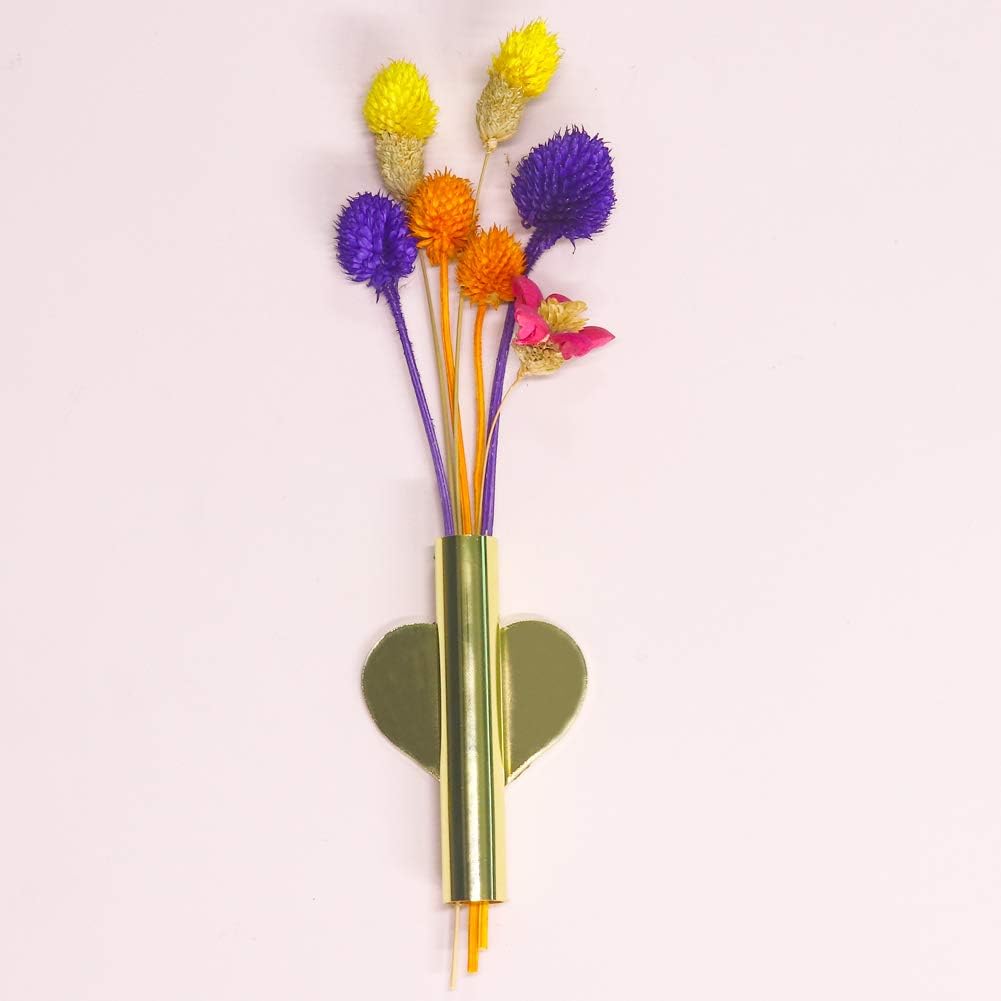 Heart Shaped Wall Mounted Flower Tube in Gold