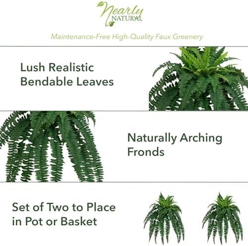 Nearly Natural 35 Inch Boston Fern Artificial Set of 2