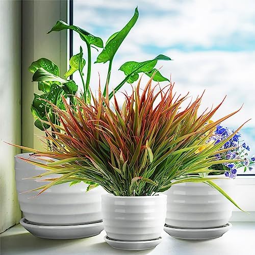 SzJias Artificial Grass Plants for Home Garden 12 Pcs UV Resistant