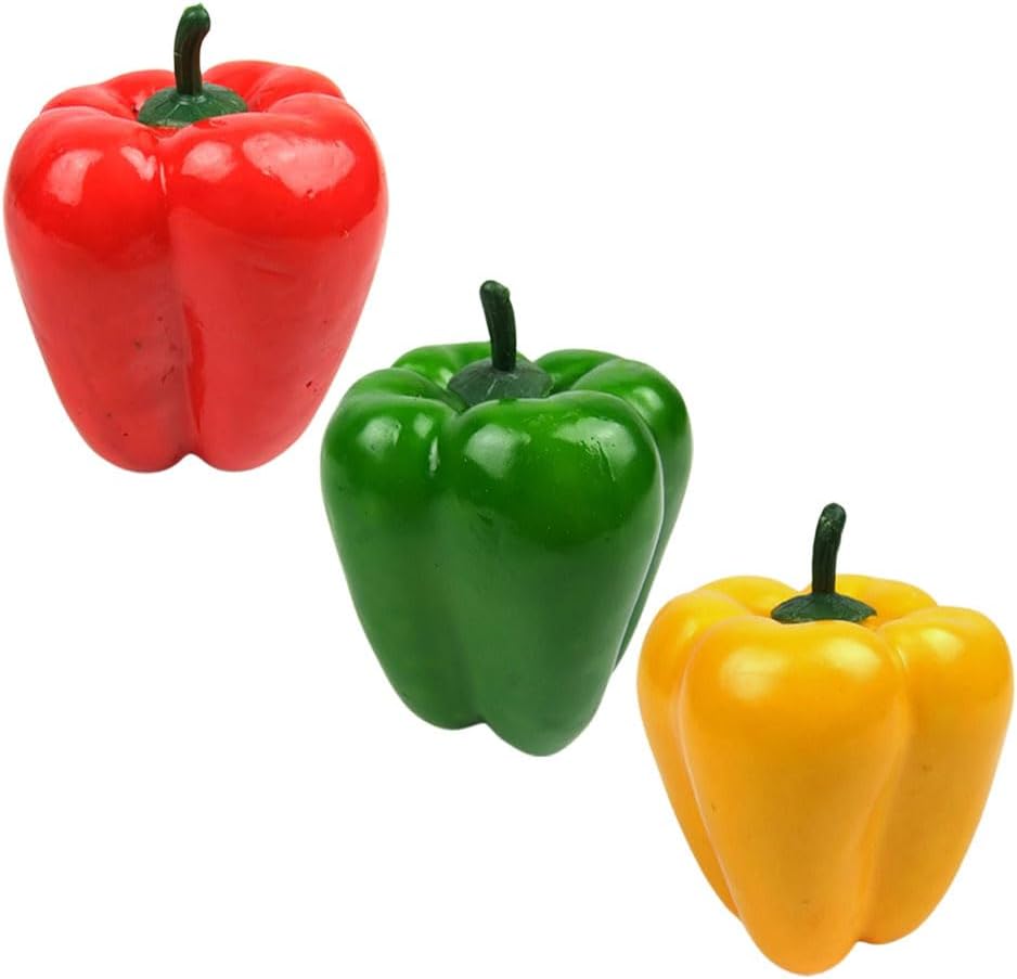 LOGOFUN 3PCS Realistic Artificial Sweet Pepper Decor