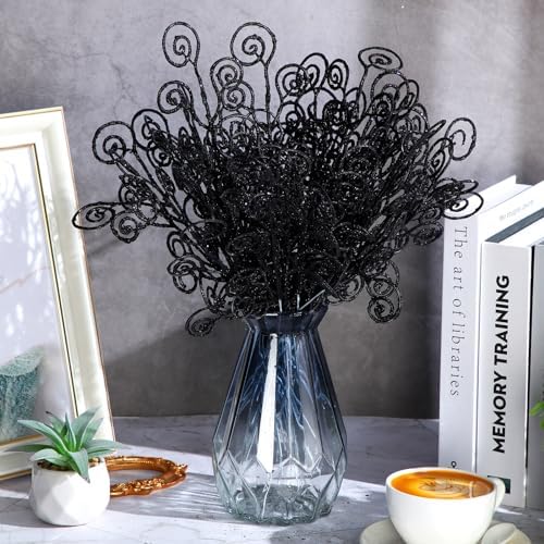 Ysleen 50 Pcs Glitter Tree Picks and Twigs for Wreaths and Vases