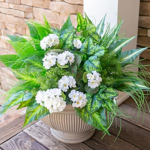 10 Bundles Artificial Greenery Plants and Flowers for Outdoor