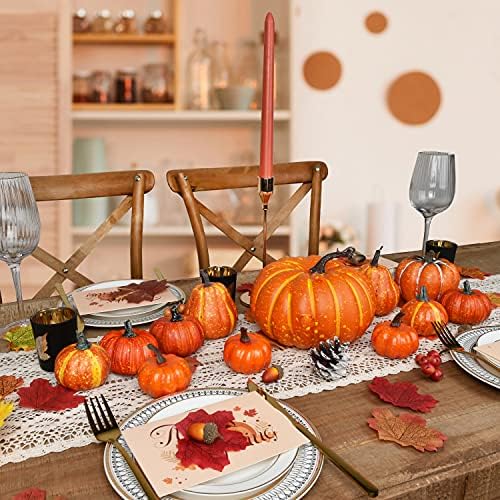 DearHouse 12Pcs Artificial Pumpkin Set for Autumn Decor