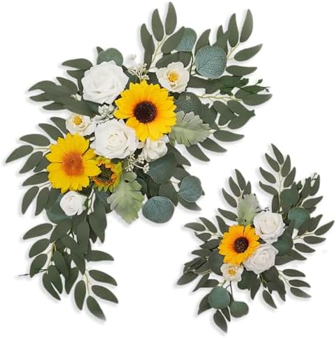 ZEBMOON Sunflower Wedding Arch Decor Swag Set of 2