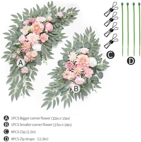 Artificial Wedding Arch Flowers Kit Romantic Pink