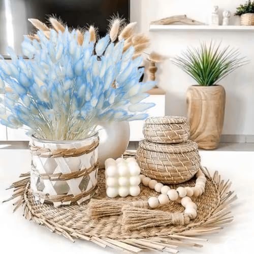 120 Pcs Blue Dried Bunny Tails Floral Decor