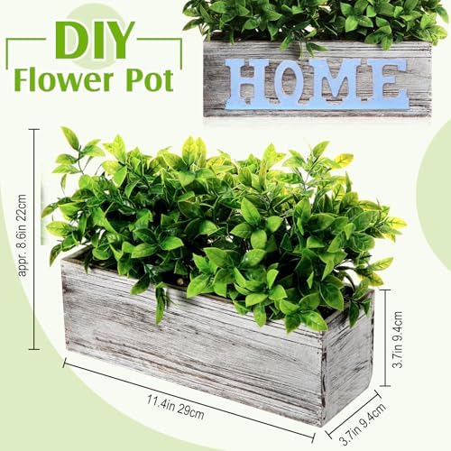 Lyrow 2 Pack Artificial Eucalyptus Plants in Wooden Pots