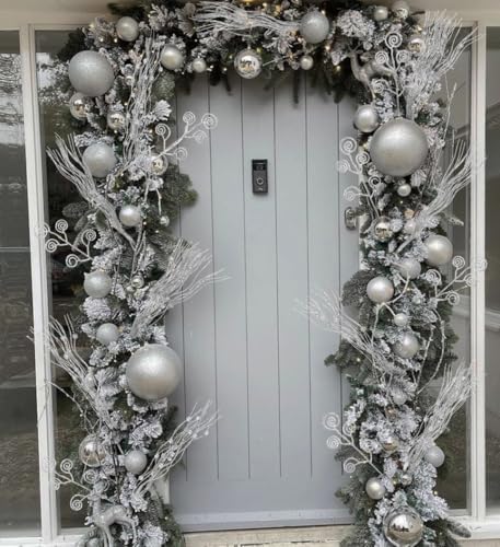 20PCS Silver Glitter Christmas Decor Sticks