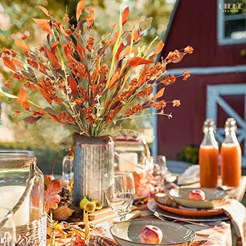 Uieke 2PCS Artificial Fall Flowers with Small Pumpkin