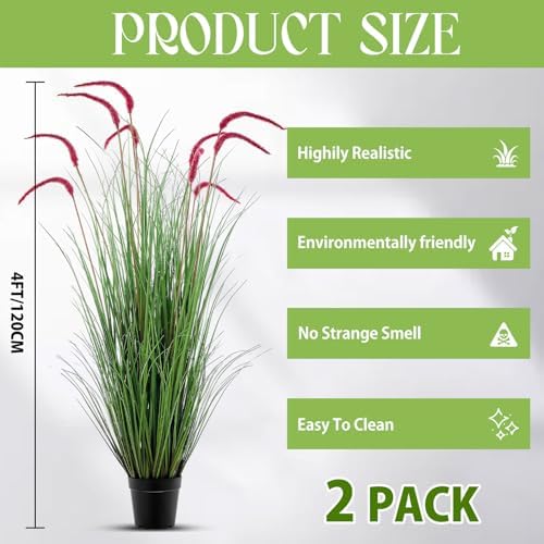 Jexine 2 Piece Artificial Grass Plant Set for Outdoor Use