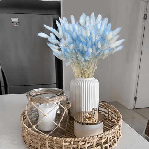 120 Pcs Blue Dried Bunny Tails Floral Decor