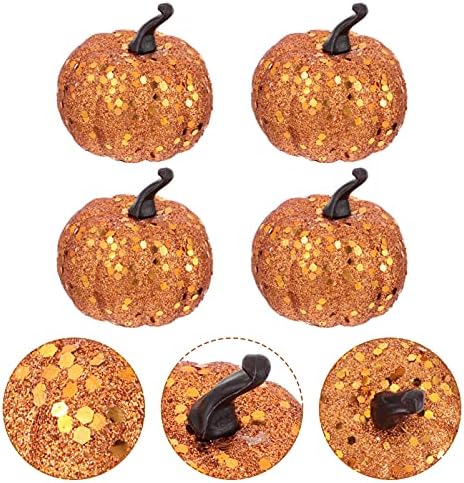 NUOBESTY 10pcs Glitter Foam Pumpkin Artificial Decorations