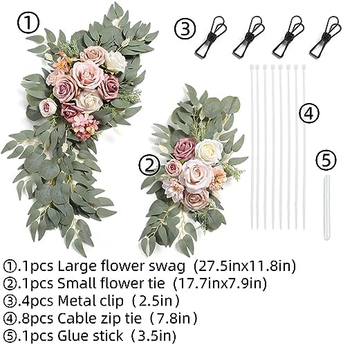 GAATEEK Artificial Dusty Rose Wedding Arch Flowers Pack of 2