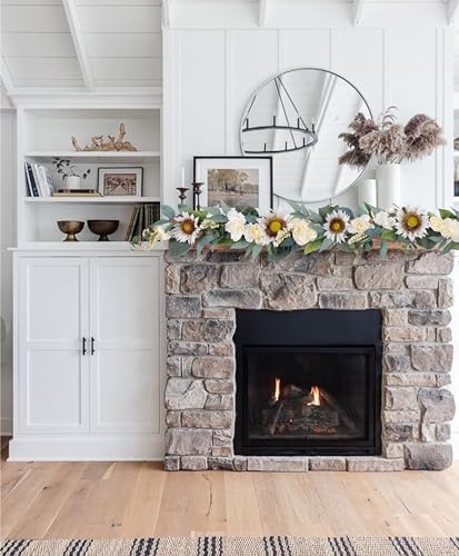 6 Ft Warm White Artificial Flower Garland Decor