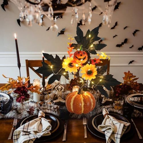 IPOPU Black Artificial Pumpkin with LED Lights
