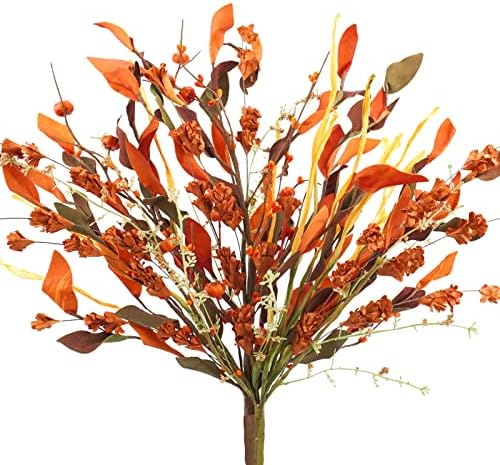 Uieke 2PCS Artificial Fall Flowers with Small Pumpkin