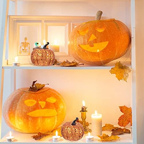 NUOBESTY 10pcs Glitter Foam Pumpkin Artificial Decorations
