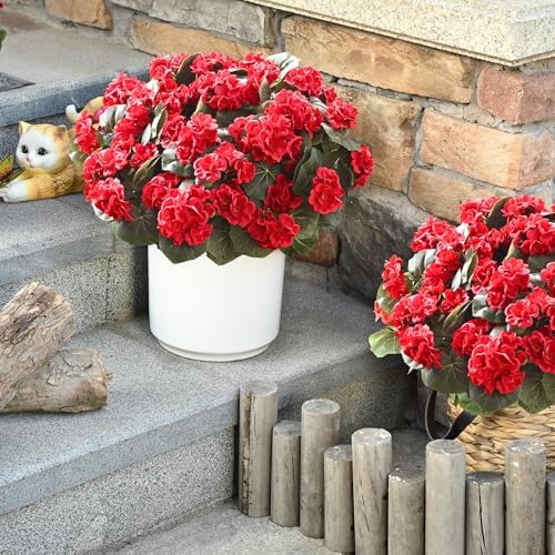 Waipfaru 8Pcs Artificial Geraniums for Outdoor Decor