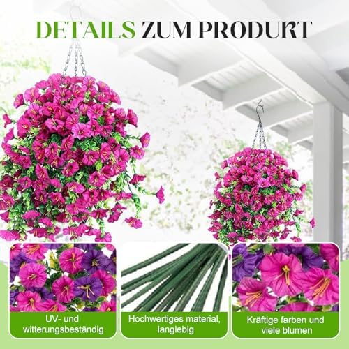 Artificial Hanging Morning Glory Flowers with Eucalyptus Leaves Pink