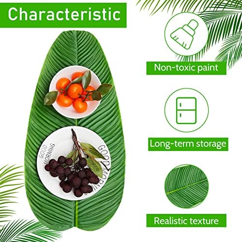 Jexine 8 Pcs Artificial Banana Leaves for Decor