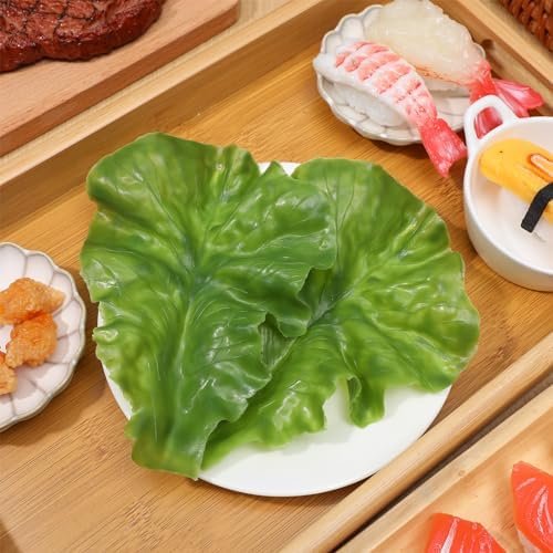 Cabilock 3pcs Artificial Lettuce Leaf Decor for Home Restaurant