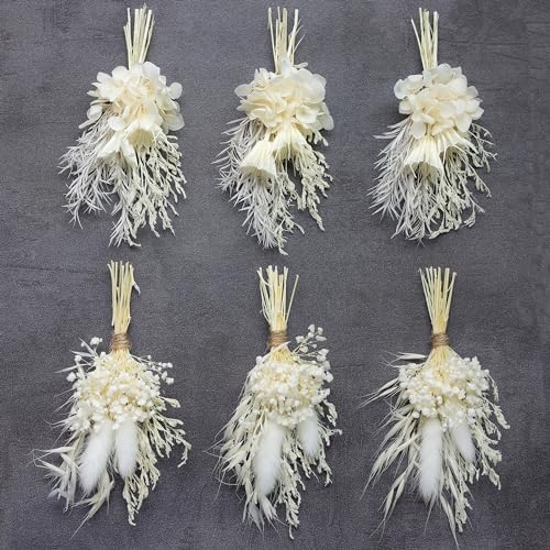 Mini Dried Flower Bouquet Pack of 6 White